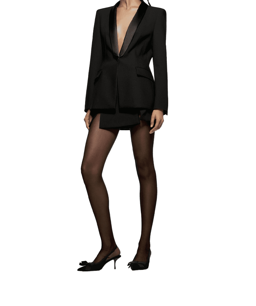 Zara Satin Effect Lapel Tuxedo Jacket